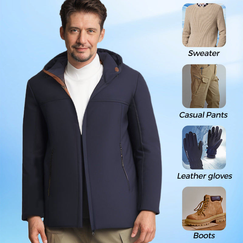 Men’s Thermal Thick Hooded Parka Coat -🧥🔥Windproof, Water-resistant, Maintains body temperature!