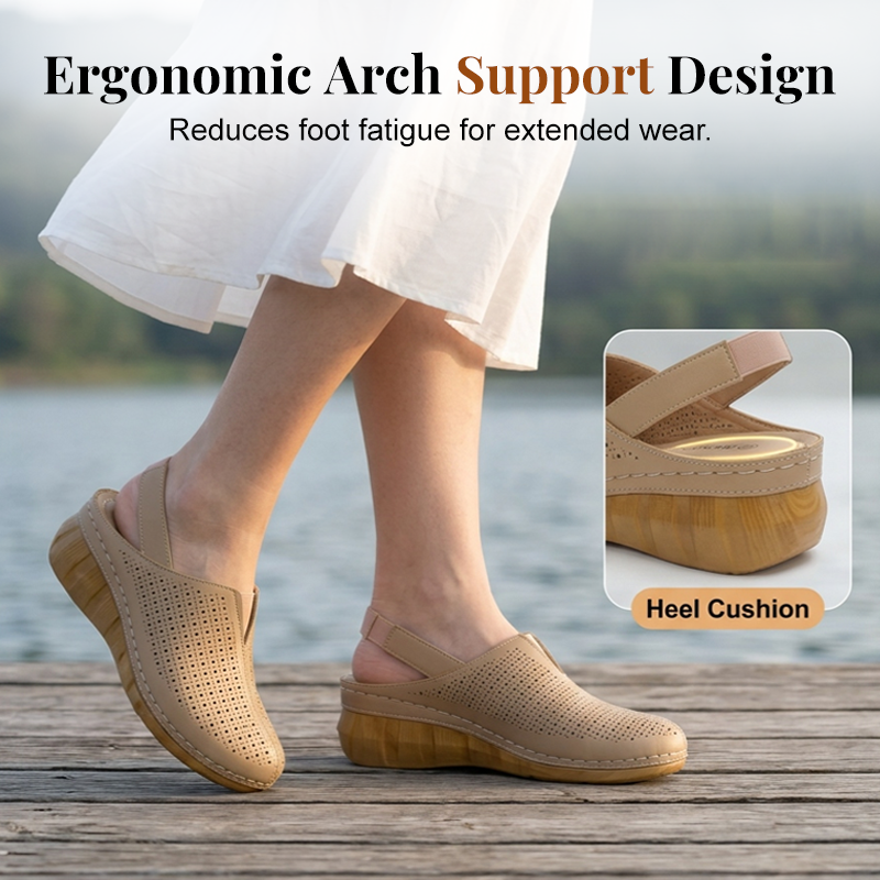 Women's Casual Perforated Wedge Slingback Sandals