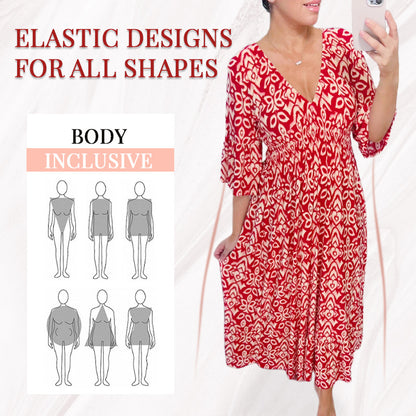 💖LAST DAY SALE 50% OFF💖Bohemian Casual Print V-neck Waist Wrap Long Dress