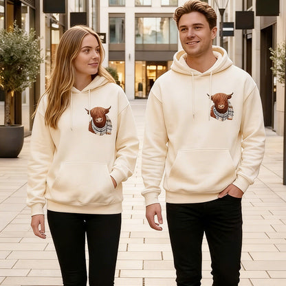 🐮🎁Cute Highland Cow Cozy Fleece-Lined Hooded Sweatshirt