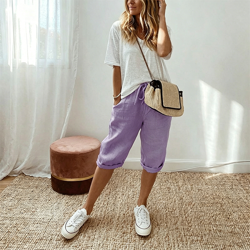 🌈🌈6 New Colours!👖Women's Casual Cotton Linen Capris
