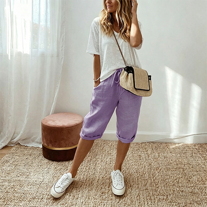 🌈🌈6 New Colours!👖Women's Casual Cotton Linen Capris