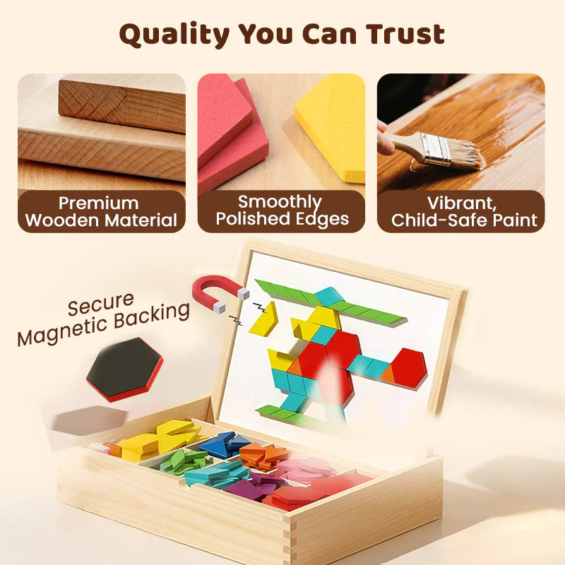 🎁Xmas Sale 50% OFF🔥Wooden Magnetic Pattern Block Puzzle Set🧩