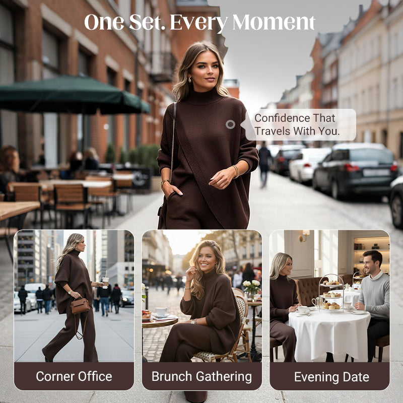🎁Winter Hot Sale 59% OFF💝Women's 2-piece set – Asymmetrical sweater + Wide-Leg pants