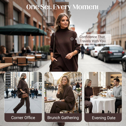 🎁Winter Hot Sale 59% OFF💝Women's 2-piece set – Asymmetrical sweater + Wide-Leg pants