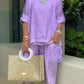 Women's casual plus size cotton blend set