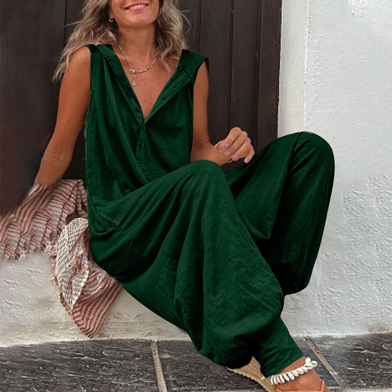 🌸 50% OFF NOW! 🌿 Women's Relaxed Hooded Sleeveless Jumpsuit – Soft fabric, side pockets & flowy fit – Perfect for casual & summer days ☀️
