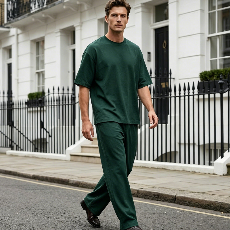 🥳SUMMER HOT SALE🥳💞50K+ SOLD!💥50% OFF! 🔥Men's T-Shirt & Wide-Leg Pants 2-Piece Set