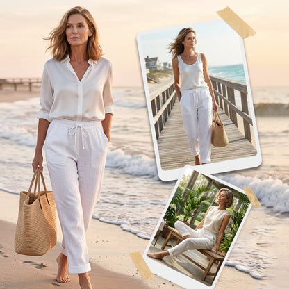 🌸New arrival 50% OFF!🏖️Women's Elastic Waist Cotton Linen Casual Pants