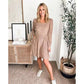 🍂2025 Autumn New Style⏰Women's Square Neck Lantern Sleeve Ribbed Dress