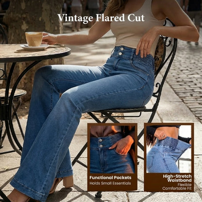 👖 Stretch High-Waist Flare Jeans – Gentle tummy support that hugs your curves. Soft stretch denim, easy to move in. Flattering for every shape. 👵🌸