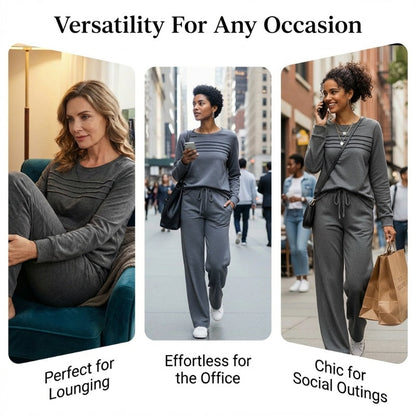 ⏳⏰Women's Crew Neck Top & Drawstring Pants Set👚👖