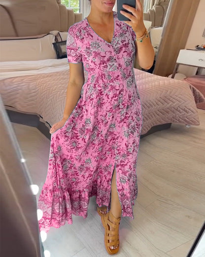 📢📢50% OFF!!⏰Floral Print V-neck Dress