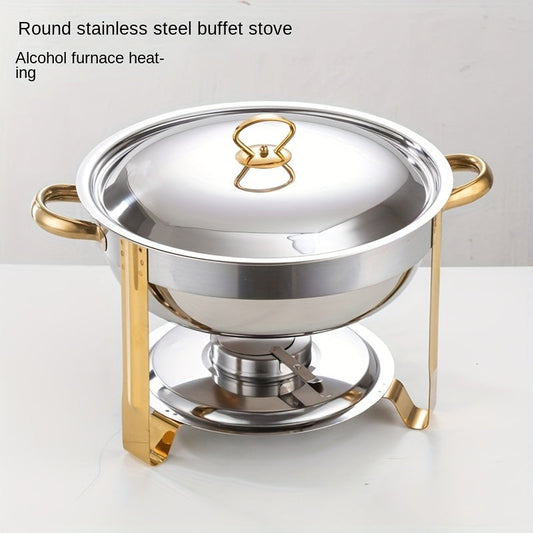 Stainless Steel Chafing Dish Buffet Set 5QT with Fuel Can Rack, Gold Food Warmer for Parties