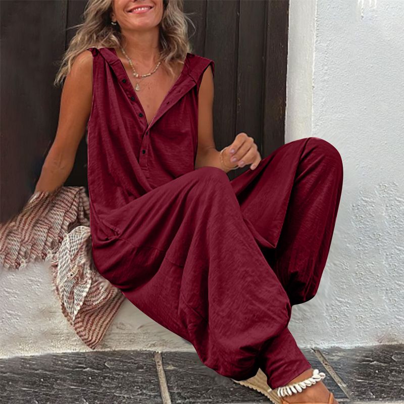 🌸 50% OFF NOW! 🌿 Women's Relaxed Hooded Sleeveless Jumpsuit – Soft fabric, side pockets & flowy fit – Perfect for casual & summer days ☀️