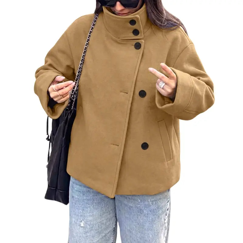 Women's Stand Collar Single-Breasted Short Coat