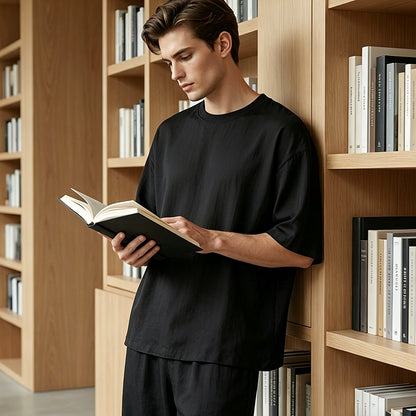 🥳SUMMER HOT SALE🥳💞50K+ SOLD!💥50% OFF! 🔥Men's T-Shirt & Wide-Leg Pants 2-Piece Set