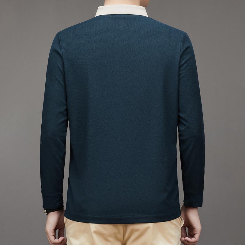 🔥Men's Business Casual Solid Color Lapel Base T-shirt