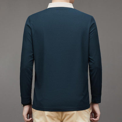 🔥Men's Business Casual Solid Color Lapel Base T-shirt