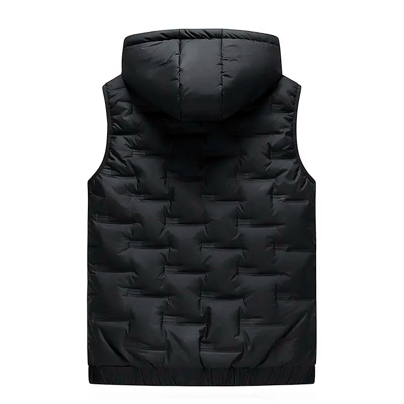 Men’s Slim-Fit Hooded Waistcoat - Sleeveless Front-Zip Gilet, Cozy