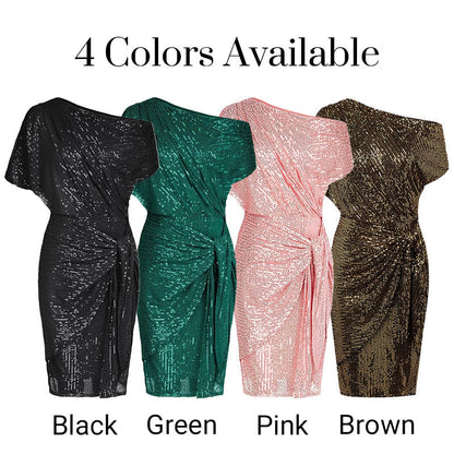 ✨ 50% OFF NOW! 💜 Women's One Shoulder Sequin Dress - Sparkling Glamour with Bodycon Fit for Party & Club Nights 🌟🪩
