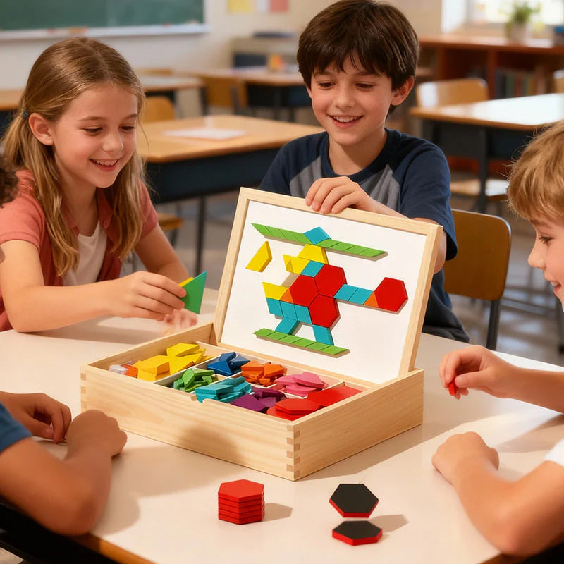 🎁Xmas Sale 50% OFF🔥Wooden Magnetic Pattern Block Puzzle Set🧩