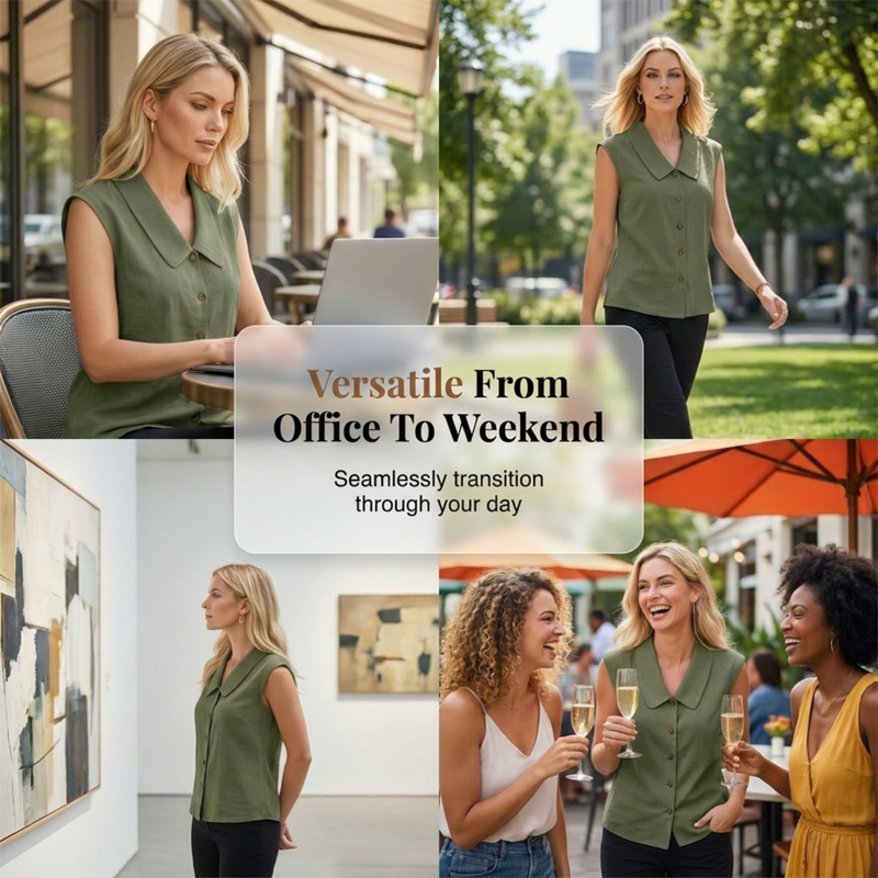 Women’s V-Neck Button-Down Top