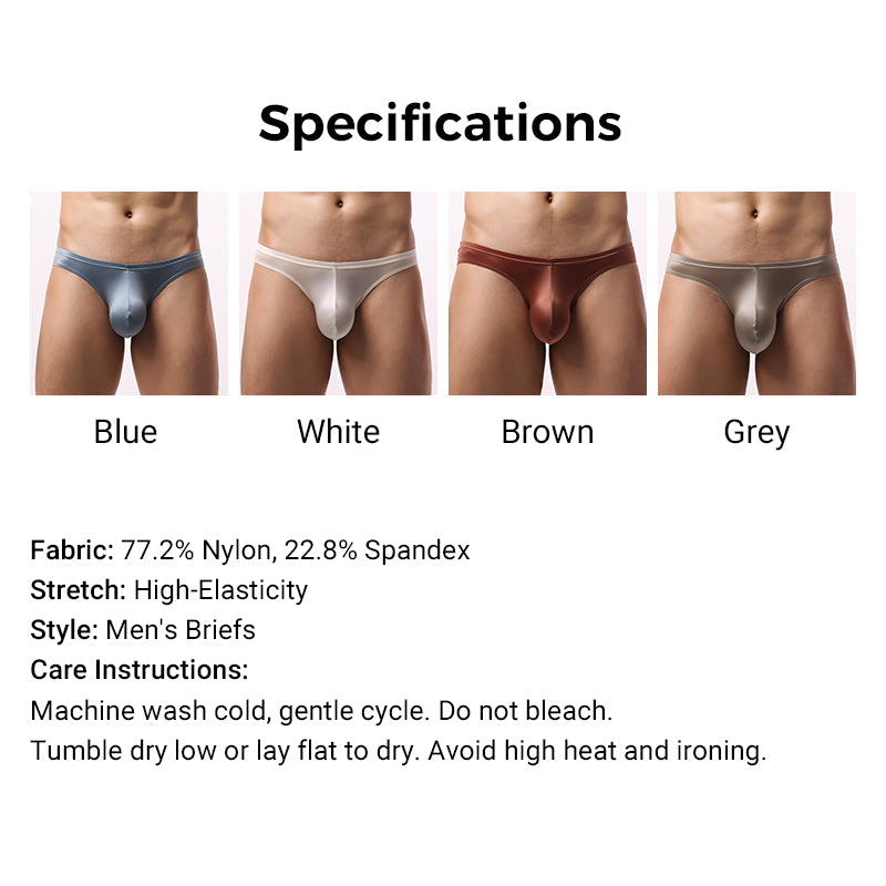 🔥Hot Deals - 50 % OFF📢📢Men's Low-Rise Contoured Pouch Sexy Briefs - Ice Silk Briefs with Contoured Support, Soft & Stretch