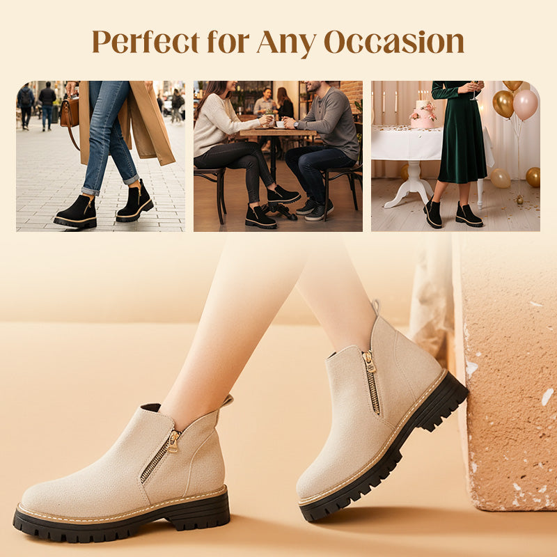 💜 Women's Round-Toe Ankle Boots with Side Zipper