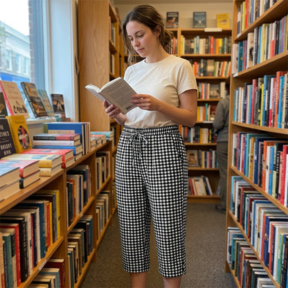 Women's Summer Plaid Capri Pants