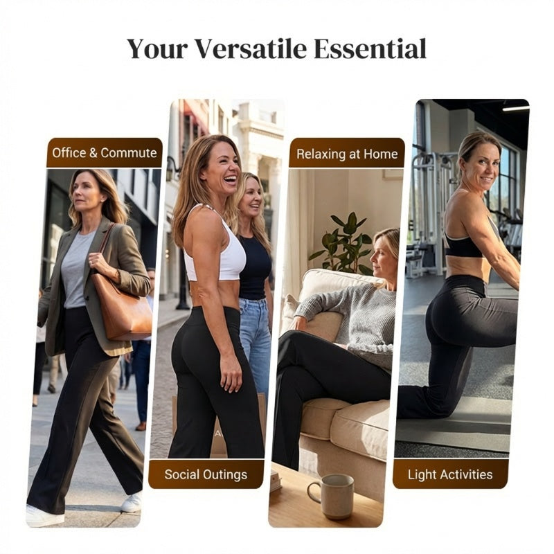 🧘‍♀️Women's High Waist Wide Leg Pants – Soft stretch fabric, gentle tummy control! Flattering fit for every shape. Easy pull-on, no tricky buttons.