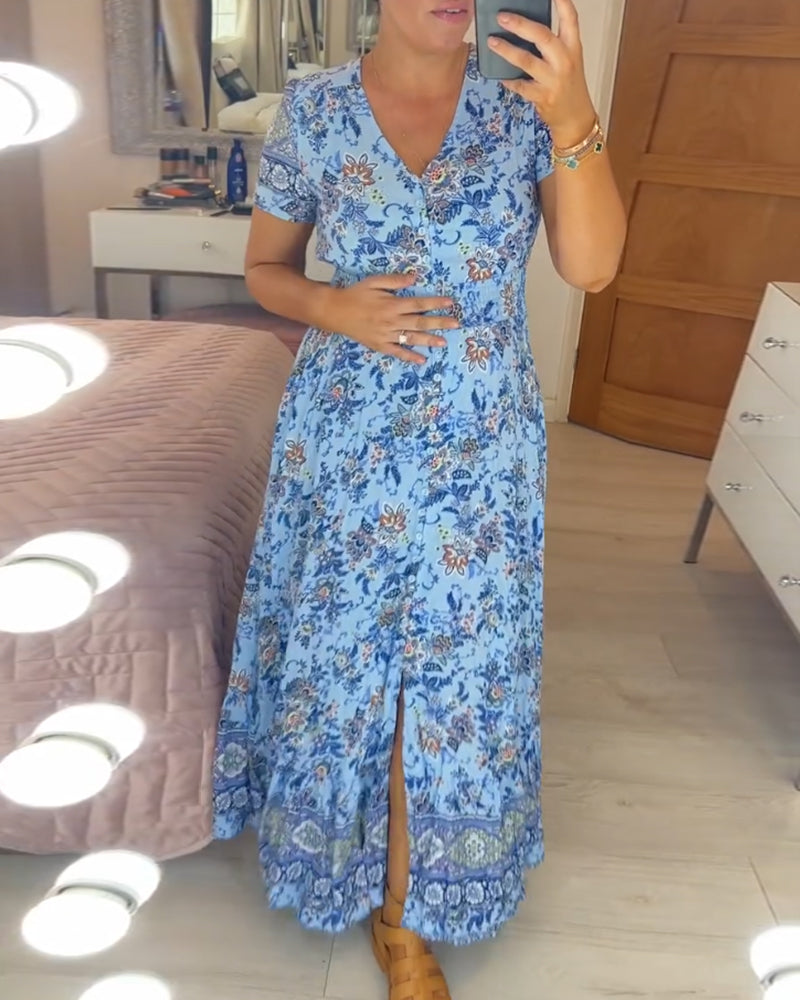📢📢50% OFF!!⏰Floral Print V-neck Dress