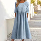 💝2025 NEW SALE💝Women's Casual Basic Outdoor Crew Neck Pocket Smocked Cotton Dress