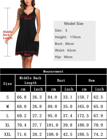 👗🌸 Elegant Lace Nightgown – V-neck, hollow lace trim, breathable cotton.🔥