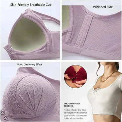 📢📢50% OFF!!⏰⏰Front Button Breathable Skin-Friendly Cotton Bra