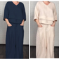 💎 2-piece cotton-linen set with an uneven hem – V-neck top + wide-leg pants, breathable & effortlessly stylish 🍂👚