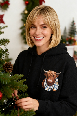 🐮🎁Cute Highland Cow Cozy Fleece-Lined Hooded Sweatshirt