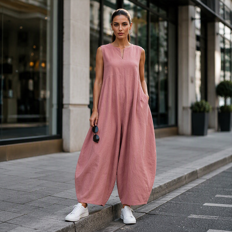 🌸Women's Sleeveless V-Neck Wide-Leg Jumpsuit with Pockets