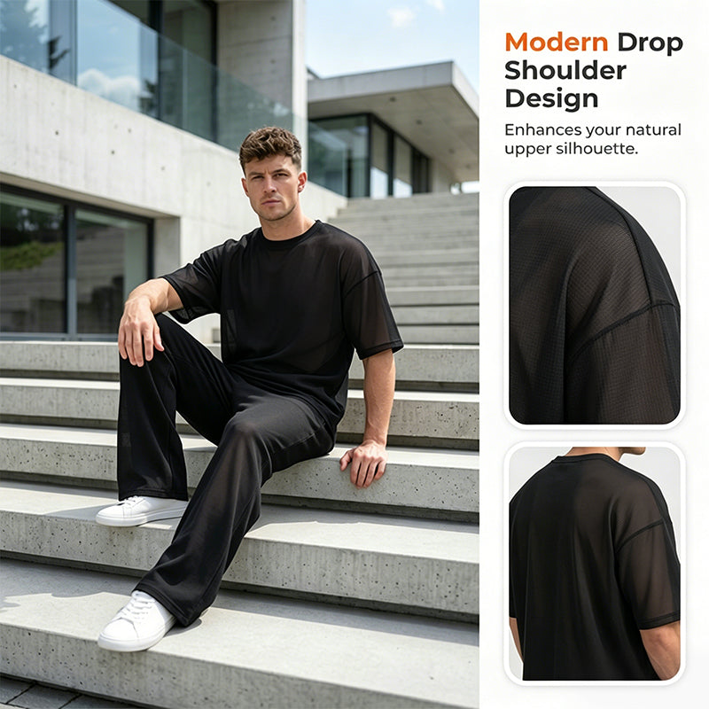 🥳SUMMER HOT SALE🥳💞50K+ SOLD!💥50% OFF! 🔥Men's T-Shirt & Wide-Leg Pants 2-Piece Set