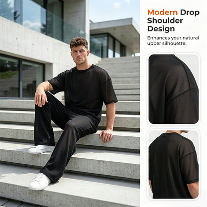 🥳SUMMER HOT SALE🥳💞50K+ SOLD!💥50% OFF! 🔥Men's T-Shirt & Wide-Leg Pants 2-Piece Set