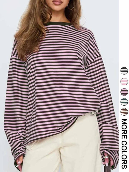 🔥LAST DAY SALE 50% OFF✨⚡Women's Striped Long Sleeve Top