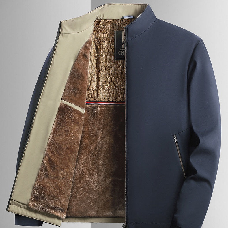 Men's Solid Color Zip Up Warm Jacket -💪Anti-wrinkle, windproof, rainproof and snowproof!