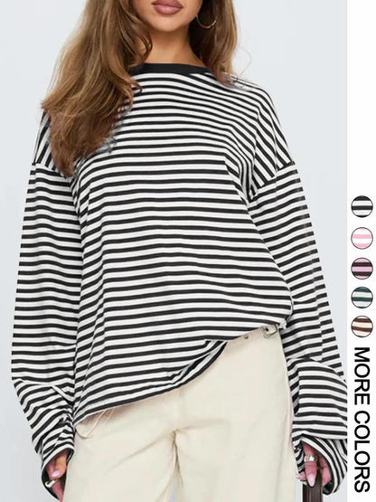 🔥LAST DAY SALE 50% OFF✨⚡Women's Striped Long Sleeve Top