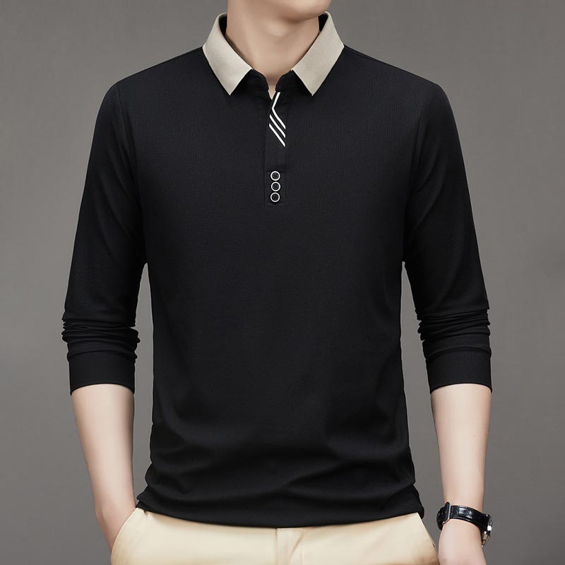 🔥Men's Business Casual Solid Color Lapel Base T-shirt