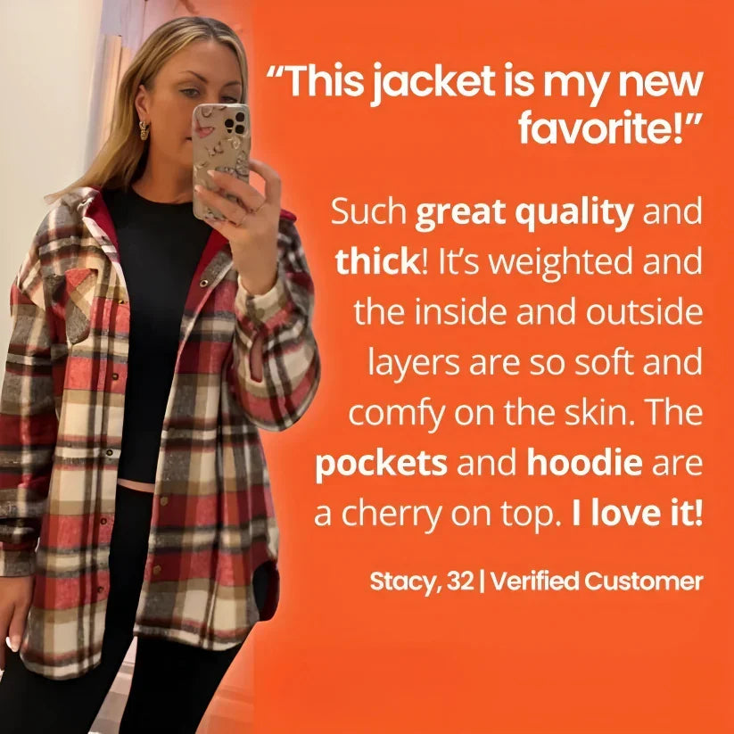 ⏳Limited-time 50% off⏰Women’s Classic Cozy Plaid Hooded Jacket🧥