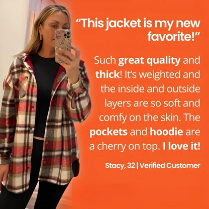 ⏳Limited-time 50% off⏰Women’s Classic Cozy Plaid Hooded Jacket🧥