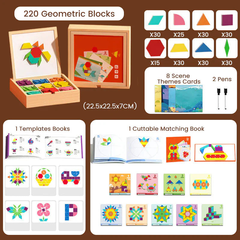🎁Xmas Sale 50% OFF🔥Wooden Magnetic Pattern Block Puzzle Set🧩