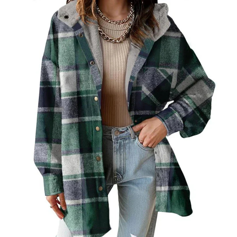 ⏳Limited-time 50% off⏰Women’s Classic Cozy Plaid Hooded Jacket🧥