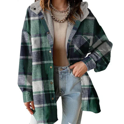 ⏳Limited-time 50% off⏰Women’s Classic Cozy Plaid Hooded Jacket🧥