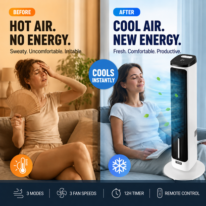 🌀 Portable USB tower fan with 3 speed settings – compact, powerful & versatile – perfect for the office, bedroom & on the go